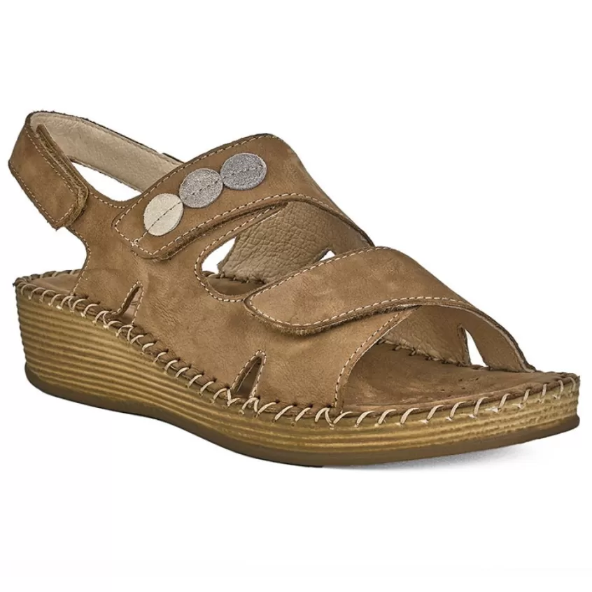 Chaussures Confort | LADY CONFORT Sandales Compensees Femme Cuir Marron