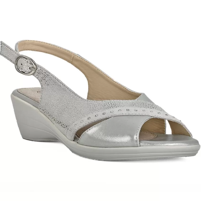 Chaussures Confort | LADY CONFORT Sandales Compensees Femme Argente