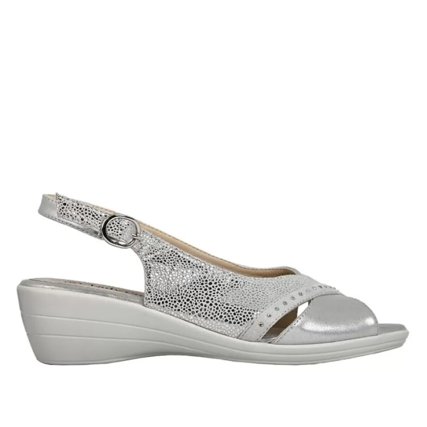 Chaussures Confort | LADY CONFORT Sandales Compensees Femme Argente