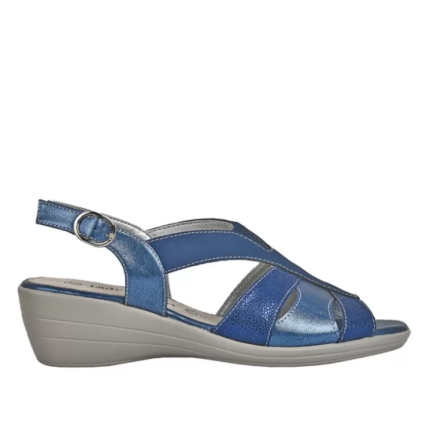 Chaussures Confort | LADY CONFORT Sandales Compensees Femme Bleu Marine