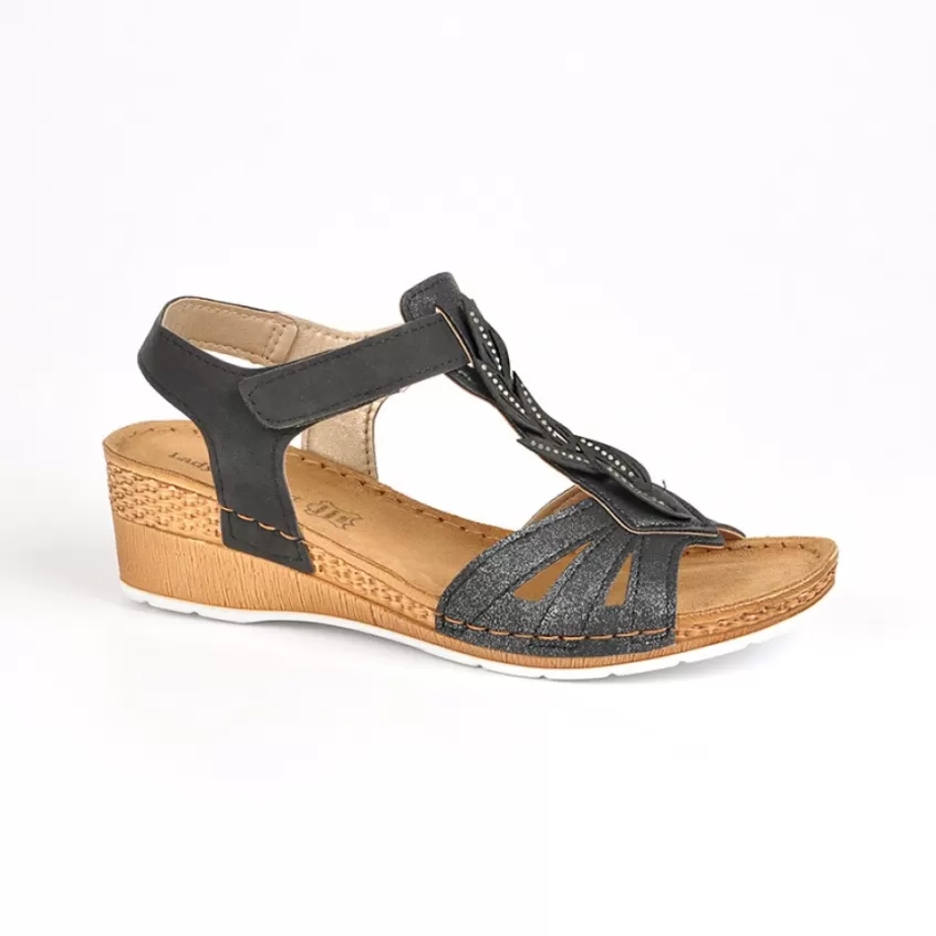 Chaussures Confort | LADY CONFORT Sandales Compensees Femme Noir