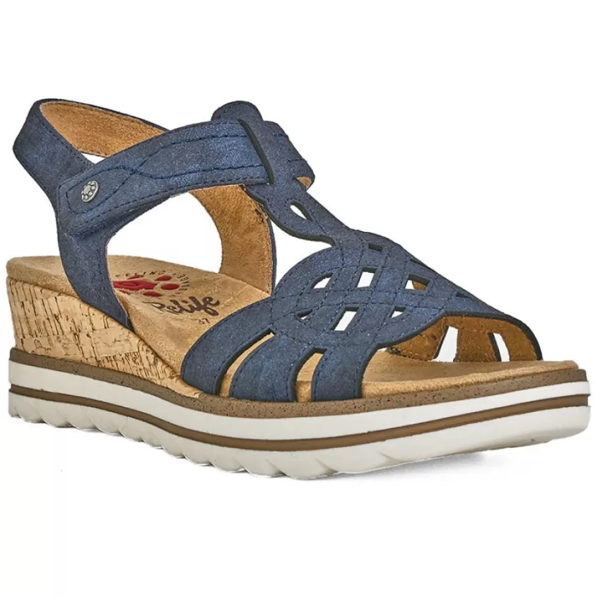 Chaussures Confort | RELIFE Sandales Compensees Femme Bleu Marine