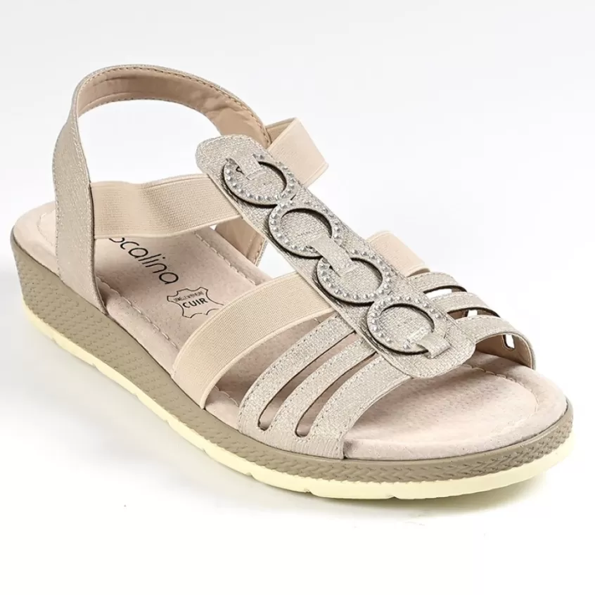Chaussures Confort | SCALINA Sandales Compensees Femme Beige