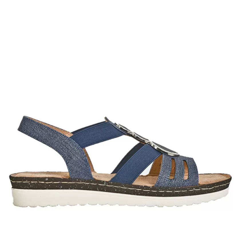 Chaussures Confort | SCALINA Sandales Compensees Femme Bleu Jean
