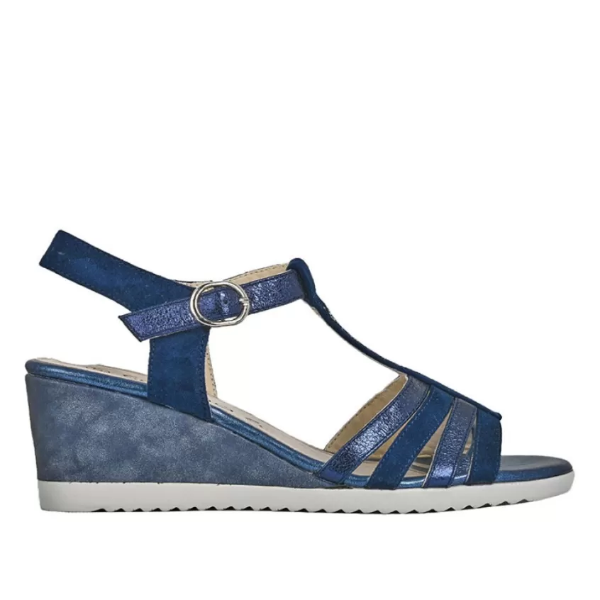 Chaussures Confort | SCALINA Sandales Compensees Femme Bleu Marine