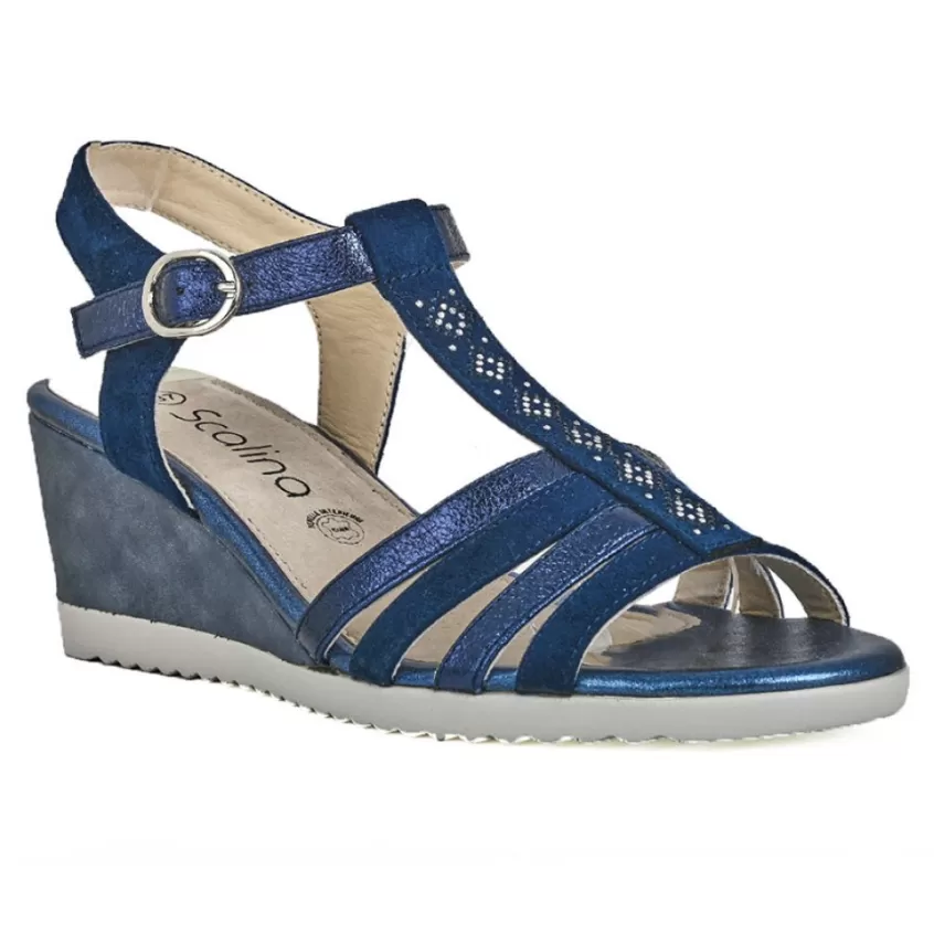 Chaussures Confort | SCALINA Sandales Compensees Femme Bleu Marine