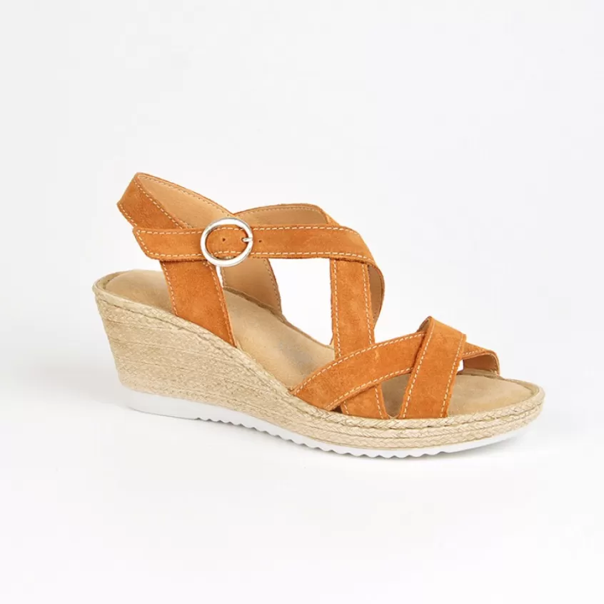 Chaussures Confort | SCALINA Sandales Compensees Femme Camel
