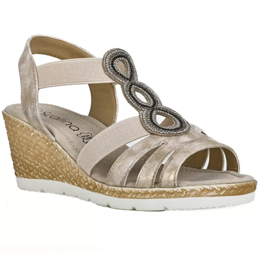 Chaussures Confort | SCALINA Sandales Compensees Femme Dore