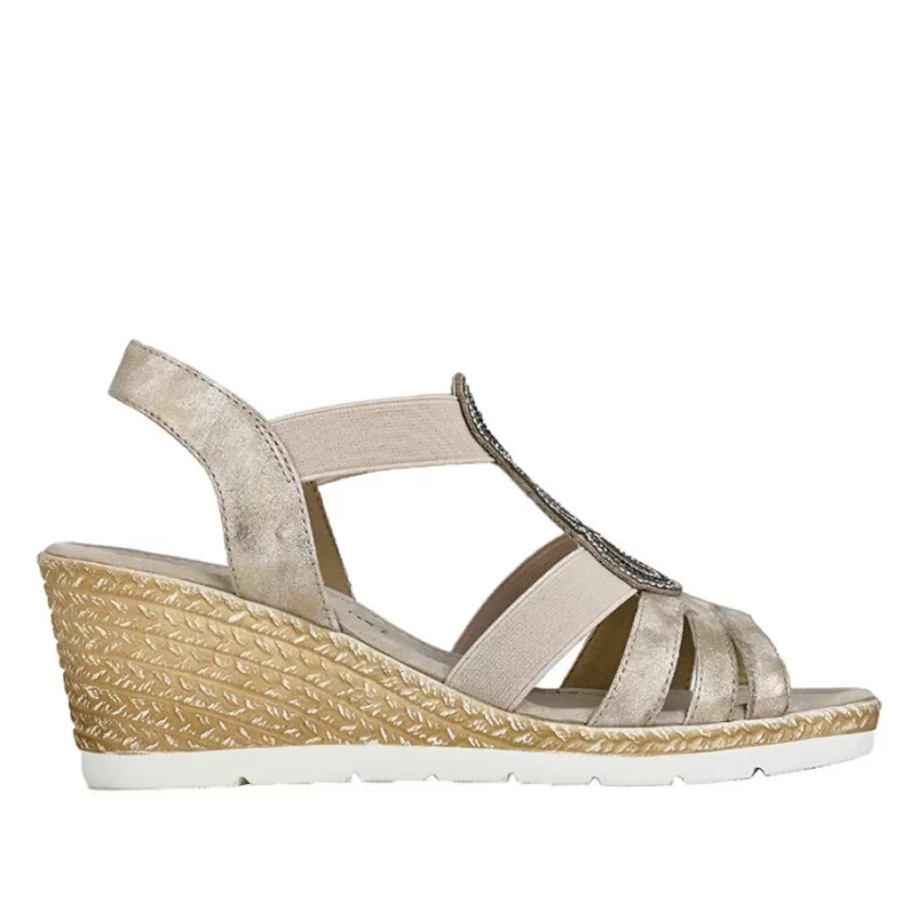 Chaussures Confort | SCALINA Sandales Compensees Femme Dore