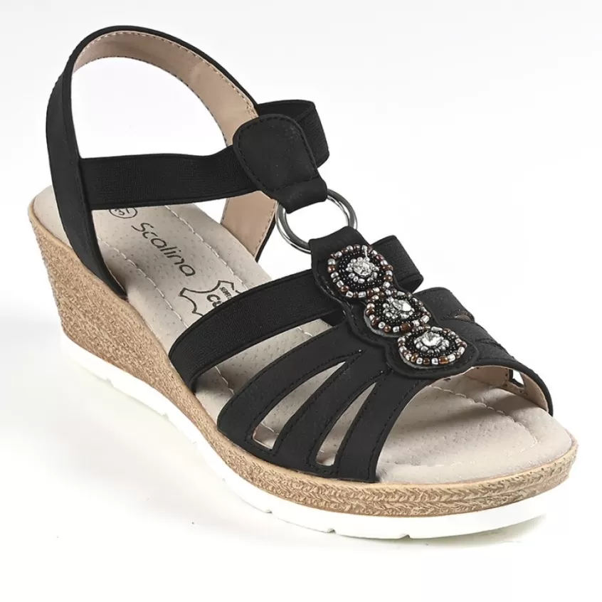 Chaussures Confort | SCALINA Sandales Compensees Femme Noir