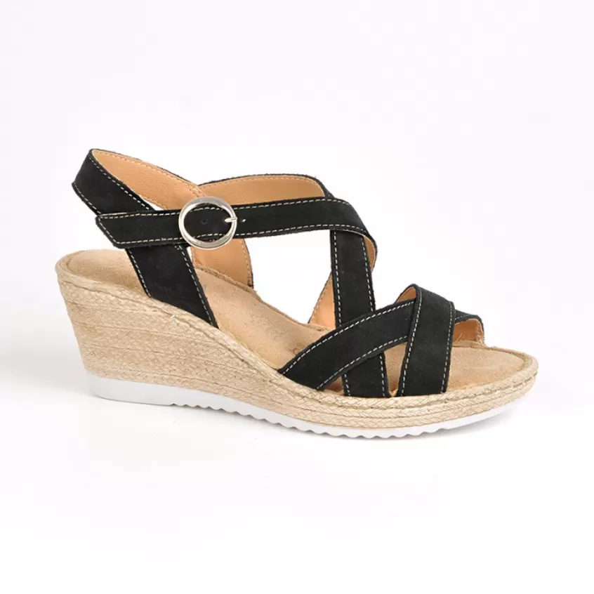 Chaussures Confort | SCALINA Sandales Compensees Femme Noir