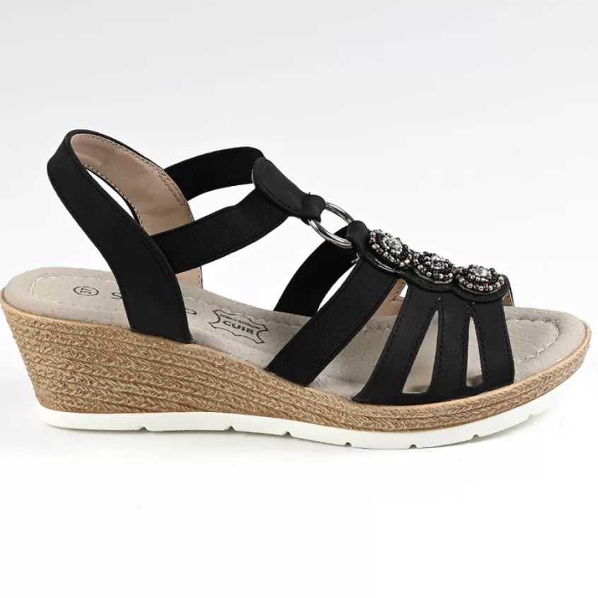 Chaussures Confort | SCALINA Sandales Compensees Femme Noir