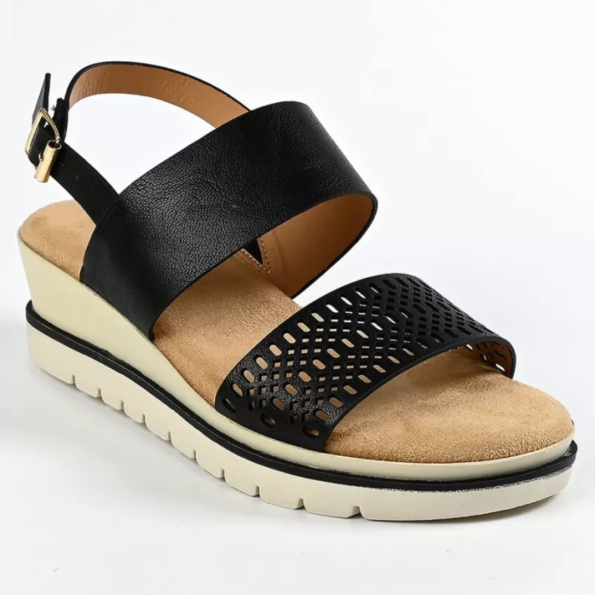 Chaussures Confort | SCALINA Sandales Compensees Femme Noir
