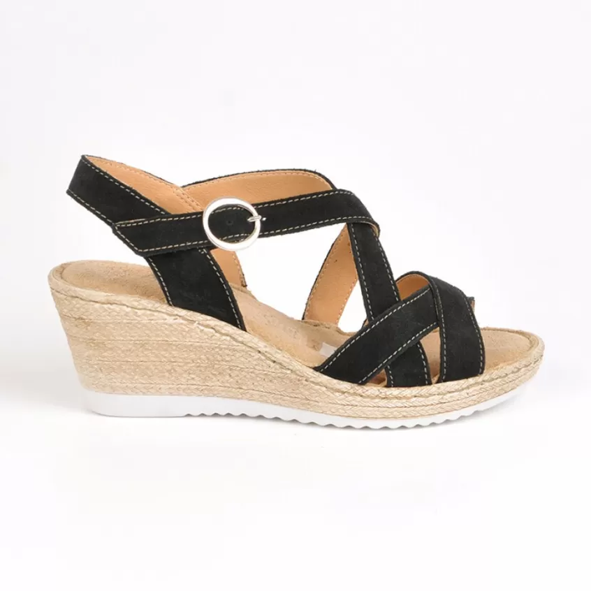 Chaussures Confort | SCALINA Sandales Compensees Femme Noir