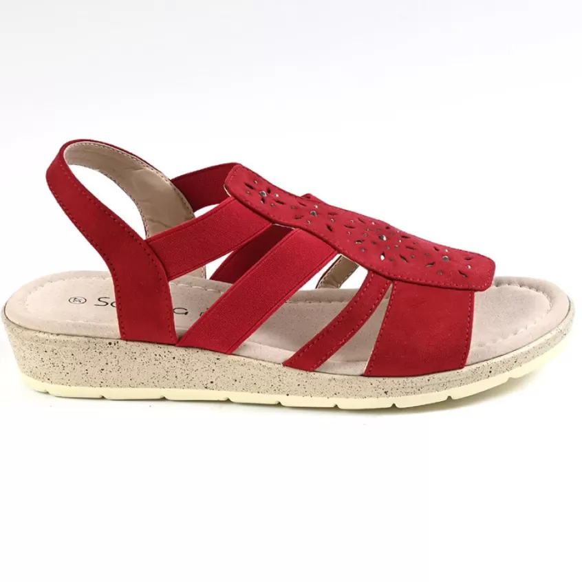 Chaussures Confort | SCALINA Sandales Compensees Femme Rouge