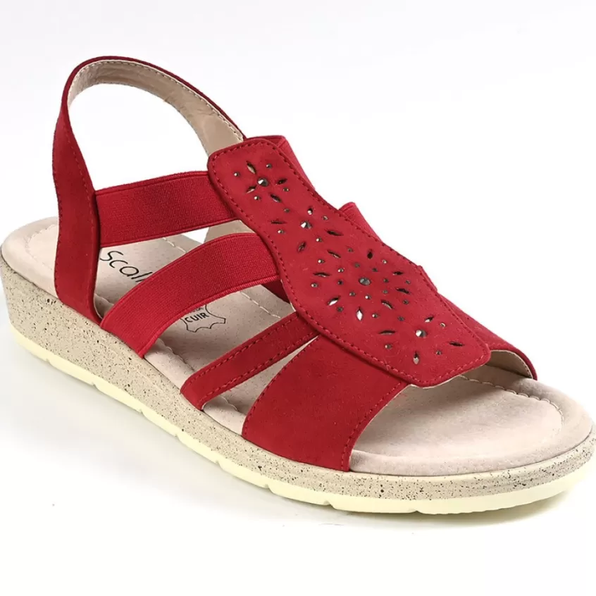 Chaussures Confort | SCALINA Sandales Compensees Femme Rouge