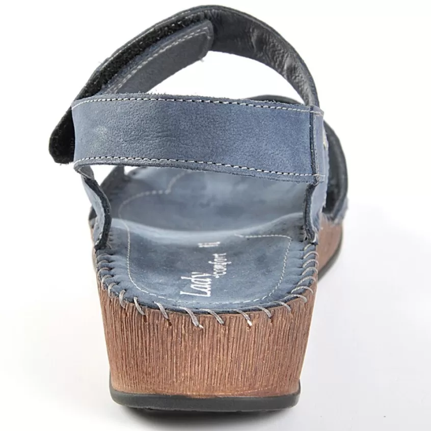 Chaussures Confort | LADY CONFORT Sandales Compensees Bleu