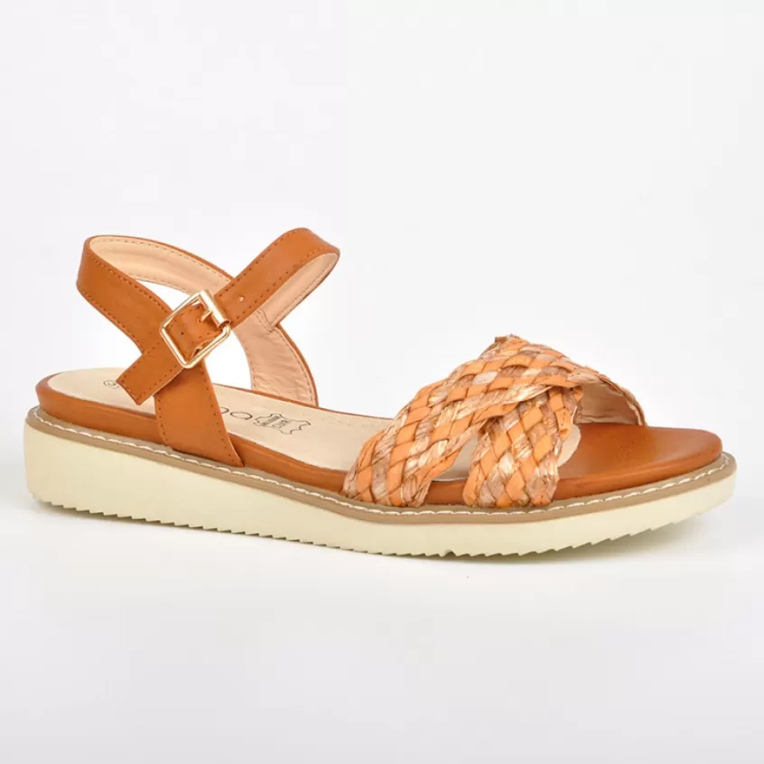 Chaussures Confort | SCALINA Sandales Compensees Camel