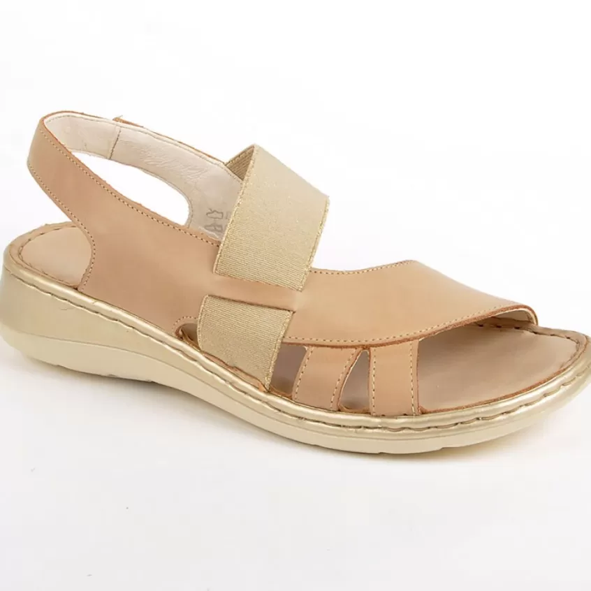 Chaussures Confort | LADY CONFORT Sandales Femme Compensees Avec Elastiques Beige