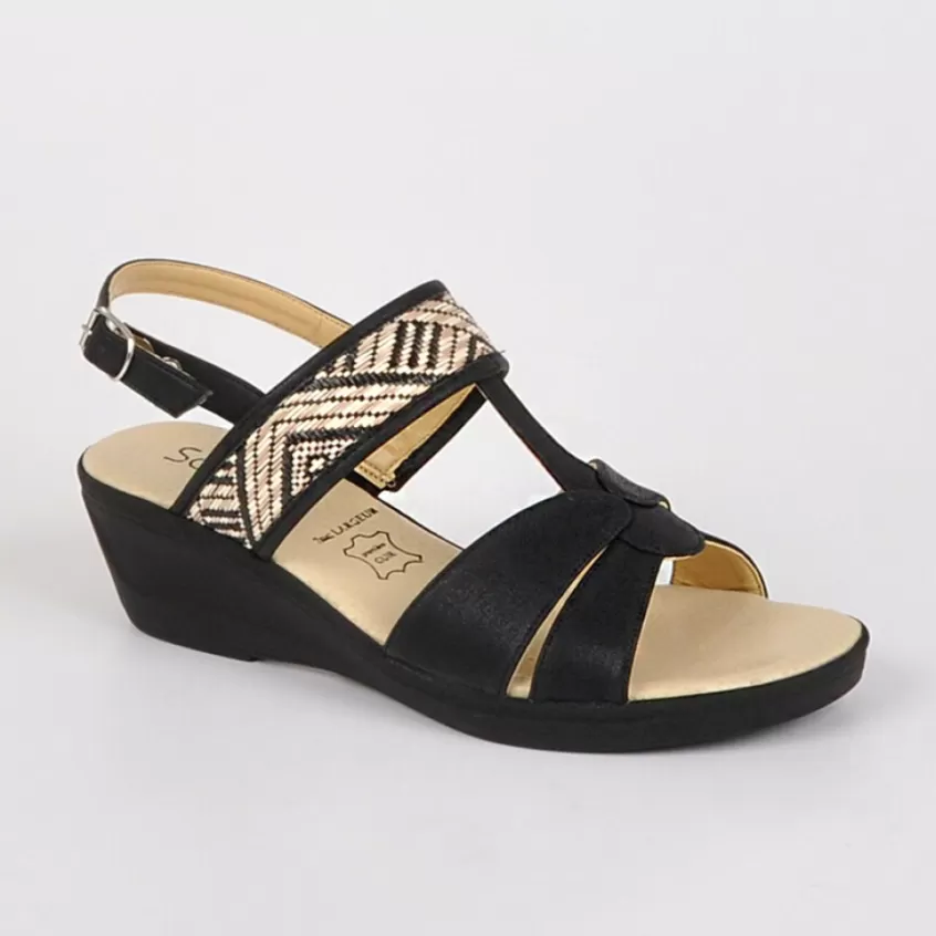 Chaussures Confort | SCALINA Sandales Femme Compensees Ultra-Leger Noir