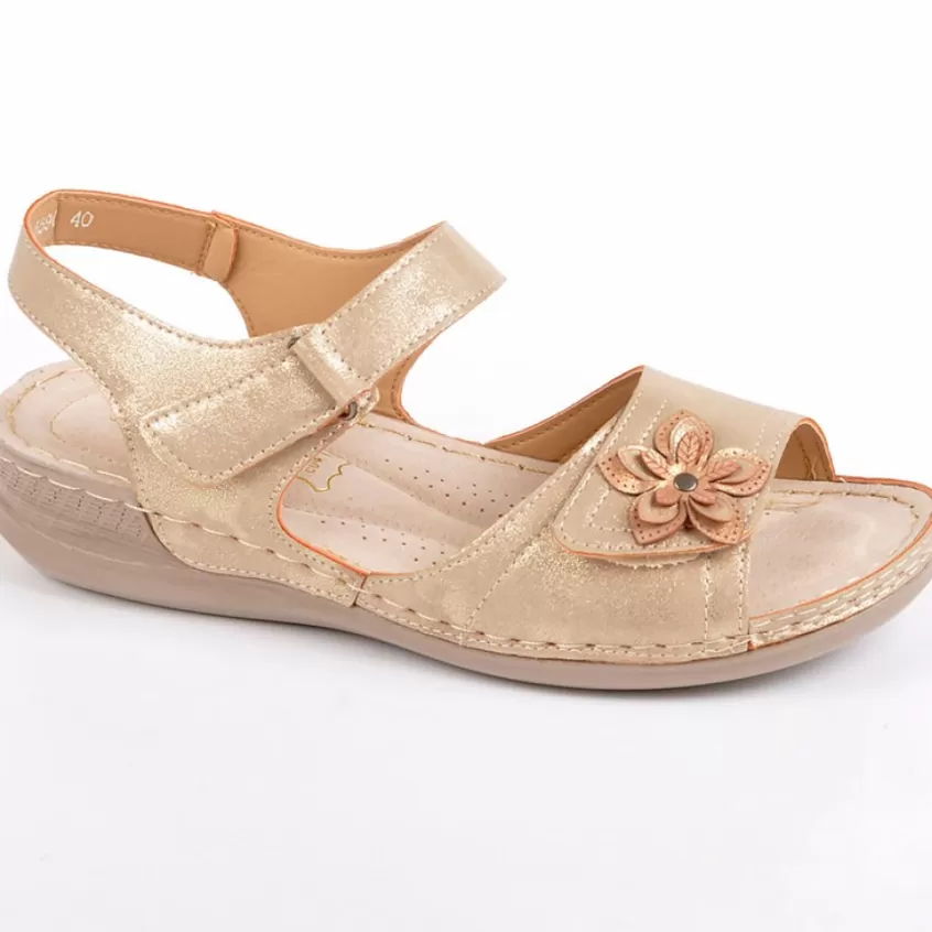 Chaussures Confort | LADY CONFORT Sandales Femme Semelles Souples Dore
