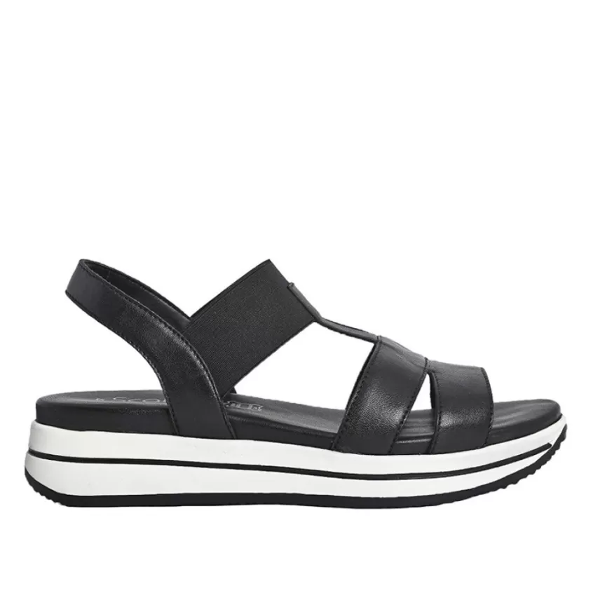 Chaussures Confort | SCALINA Sandales Plateforme Femme Cuir Noir
