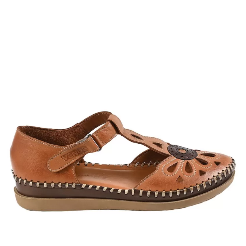 Chaussures Confort | VENUS Sandales Plates Bicolores Camel