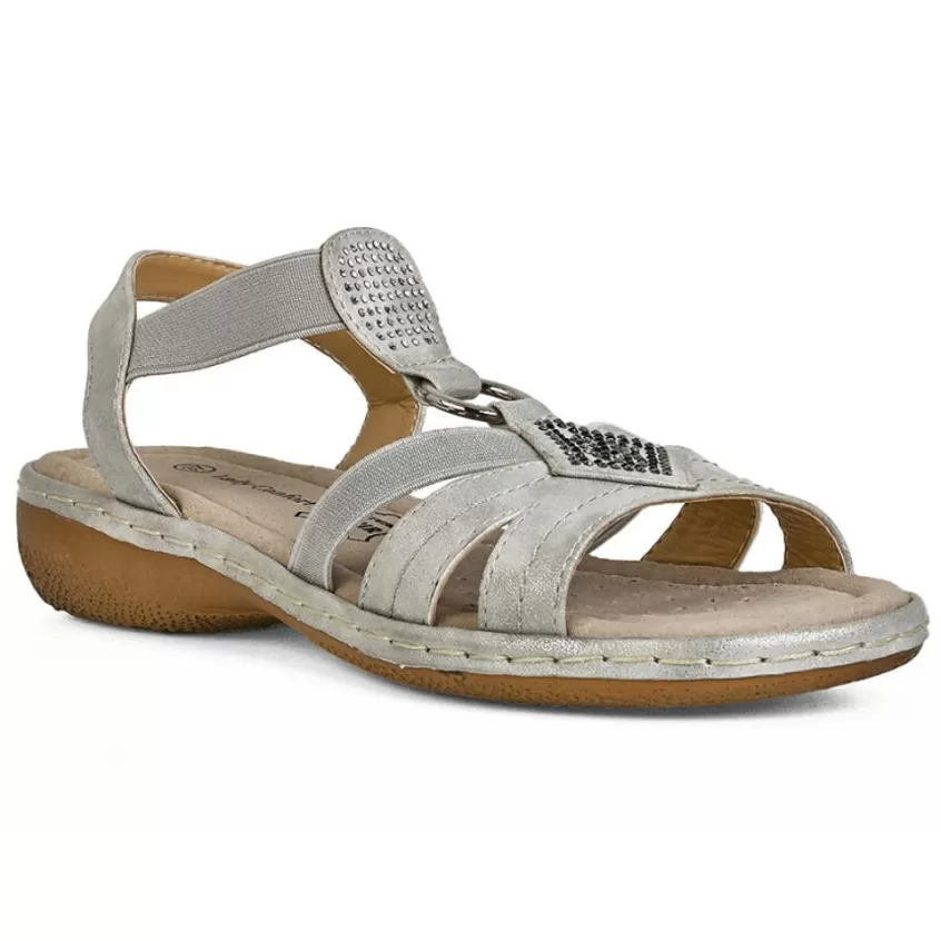 Chaussures Confort | LADY CONFORT Sandales Plates Femme Argente