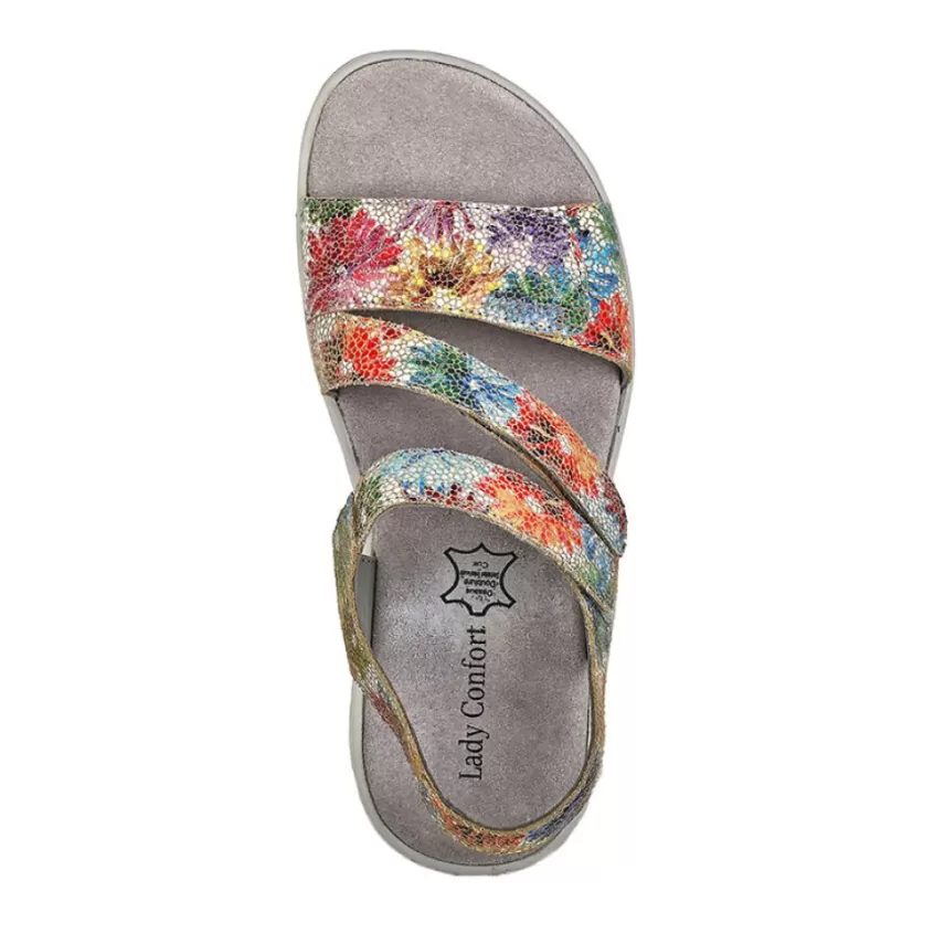 Chaussures Confort | LADY CONFORT Sandales Plates Femme Multicolore