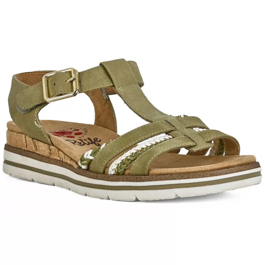 Chaussures Confort | RELIFE Sandales Plates Femme Kaki