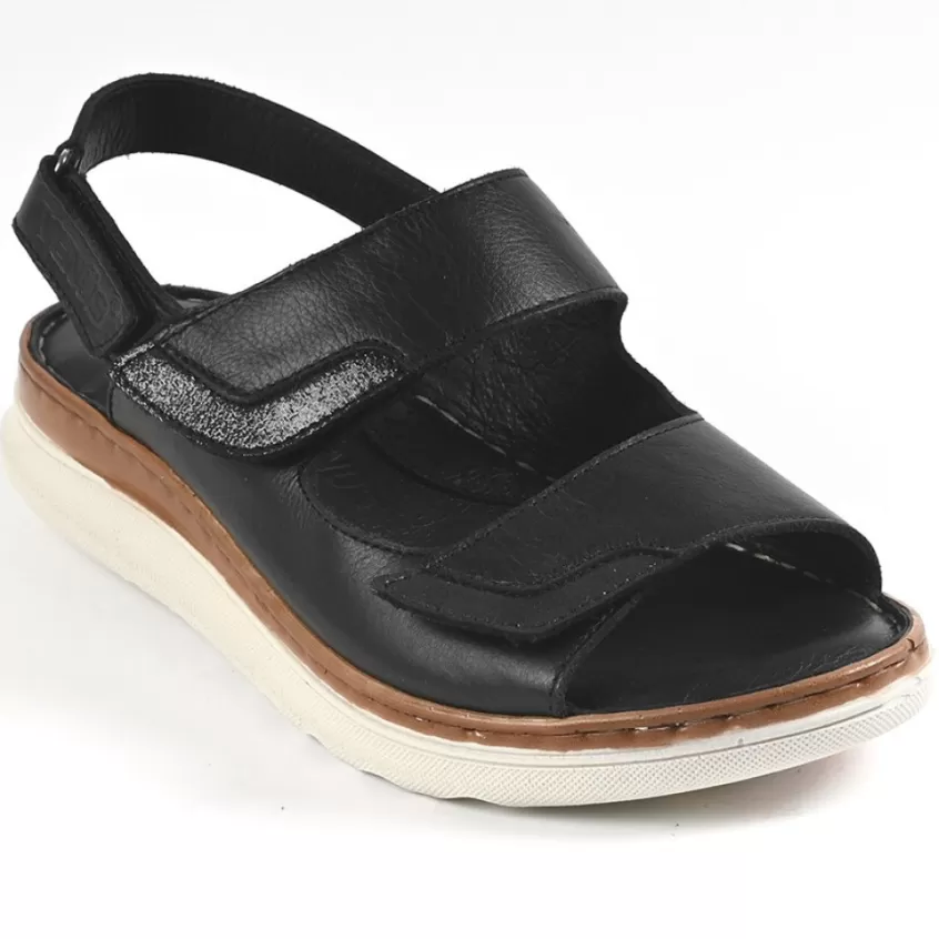 Chaussures Confort | VENUS Sandales Plates Femme Noir